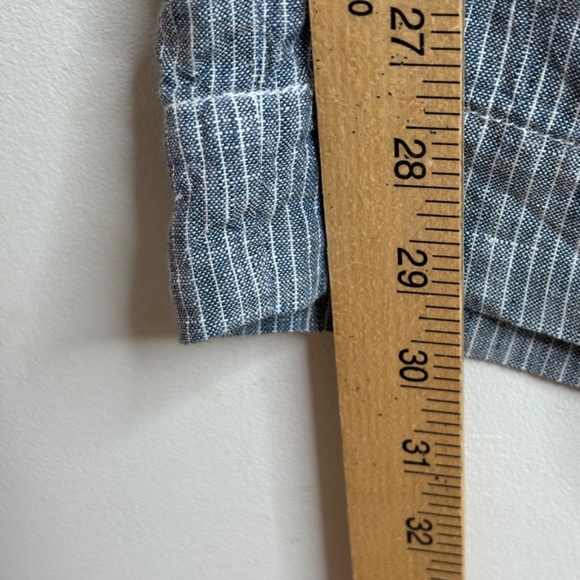 Everlane Linen Way-High Drape Pant 14 Wide Leg Pleated Blue Pinstripe Chambray - Picture 12 of 16